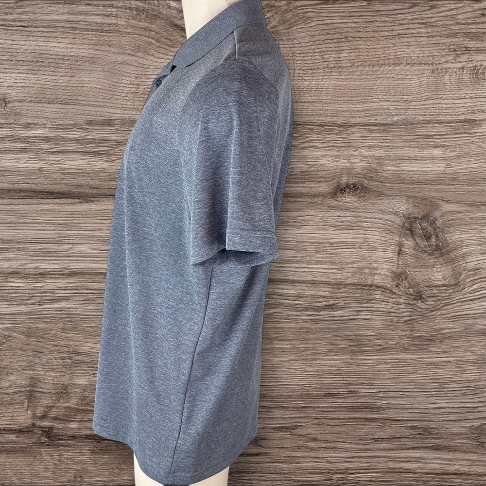 Adidas Polo Shirt Mens Large Gray blue Collared Prime Green Performance (886) - Picture 3 of 12